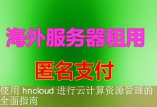 使用 hncloud 进行云计算资源管理的全面指南-海外服务器