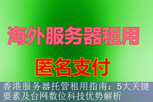 香港服务器托管租用指南：5大关键要素及台网数位科技优势解析